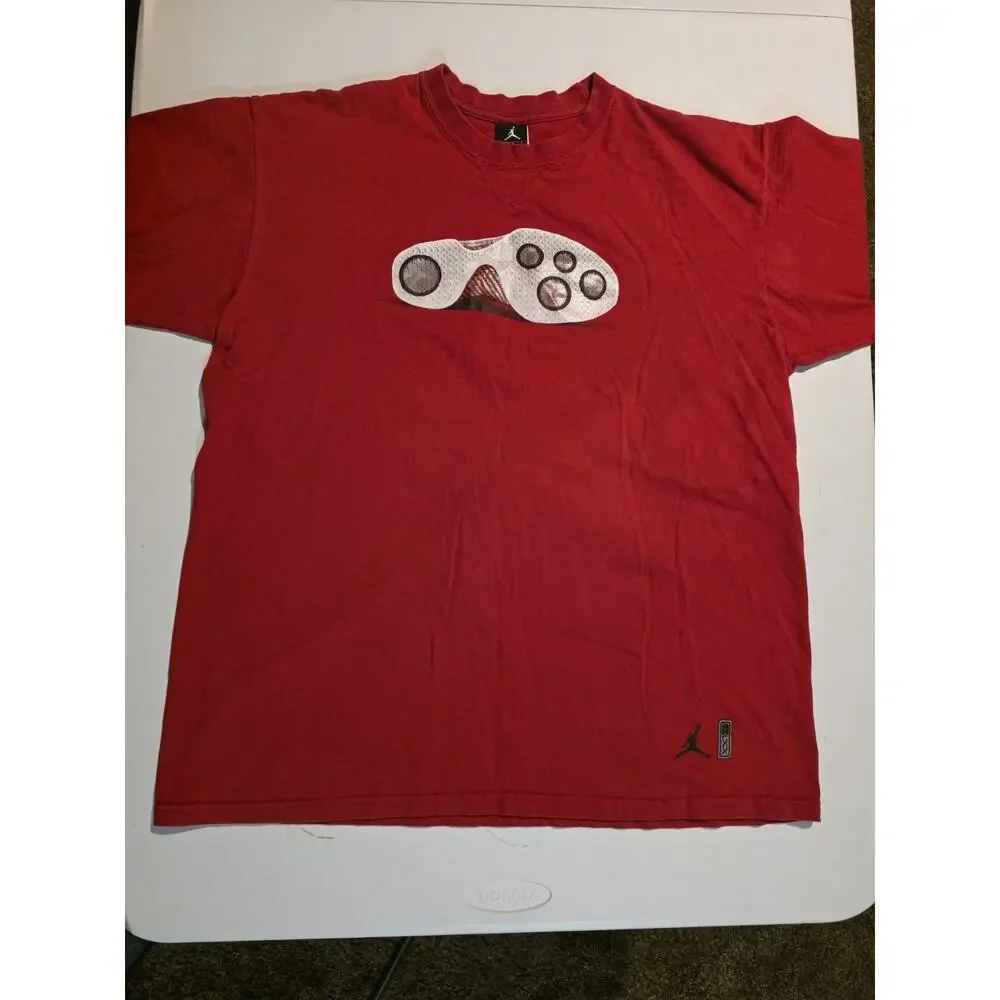 Jordan Brand Sneaker Sole Graphic T-Shirt Red Mens XL Vintage Shoes Tee